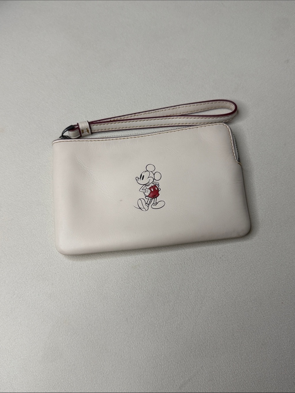 Disney Cream Wristlet Clutch with Red Mickey Detail